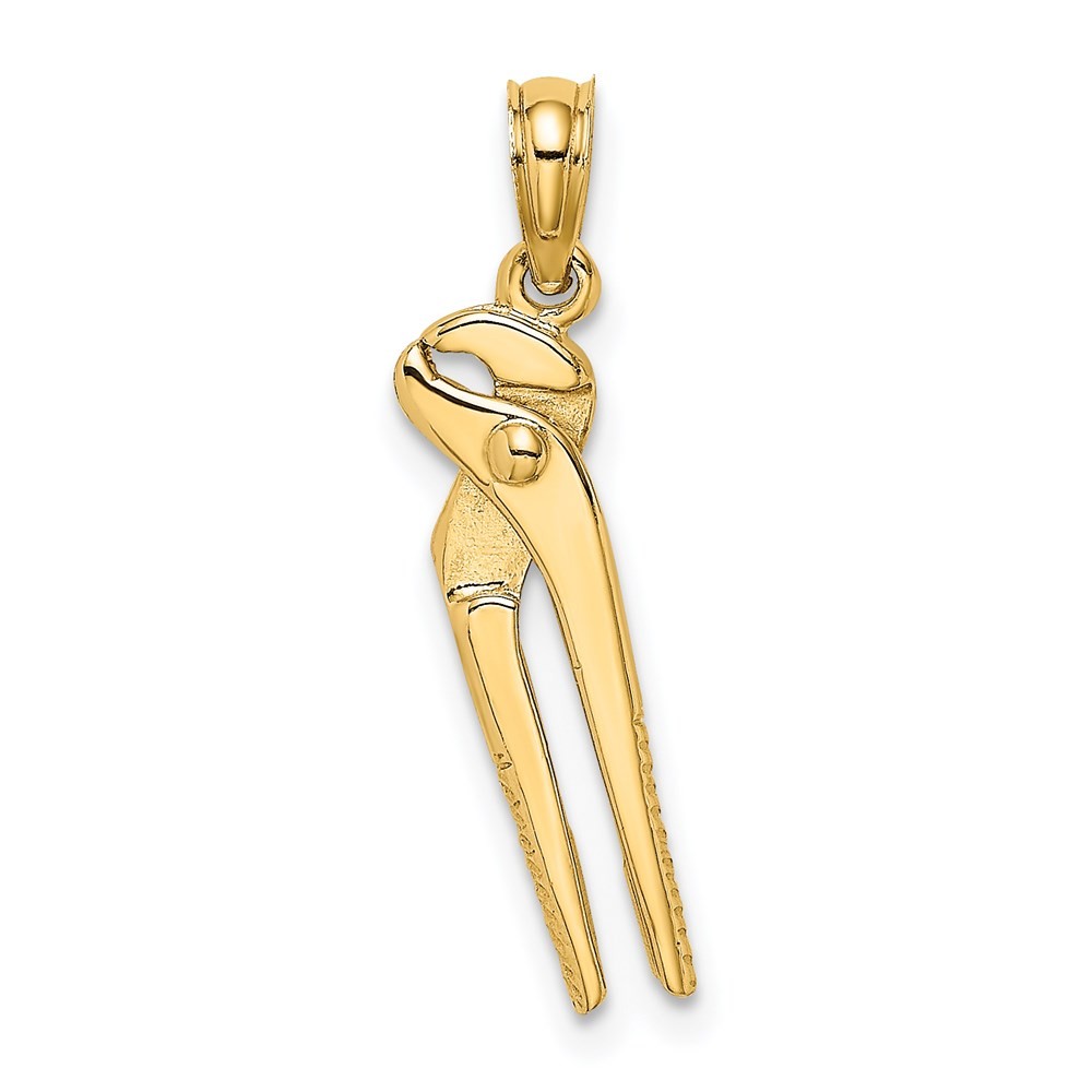 14K Yellow Gold 3-D Moveable Pliers Charm Pendant 1.08gm