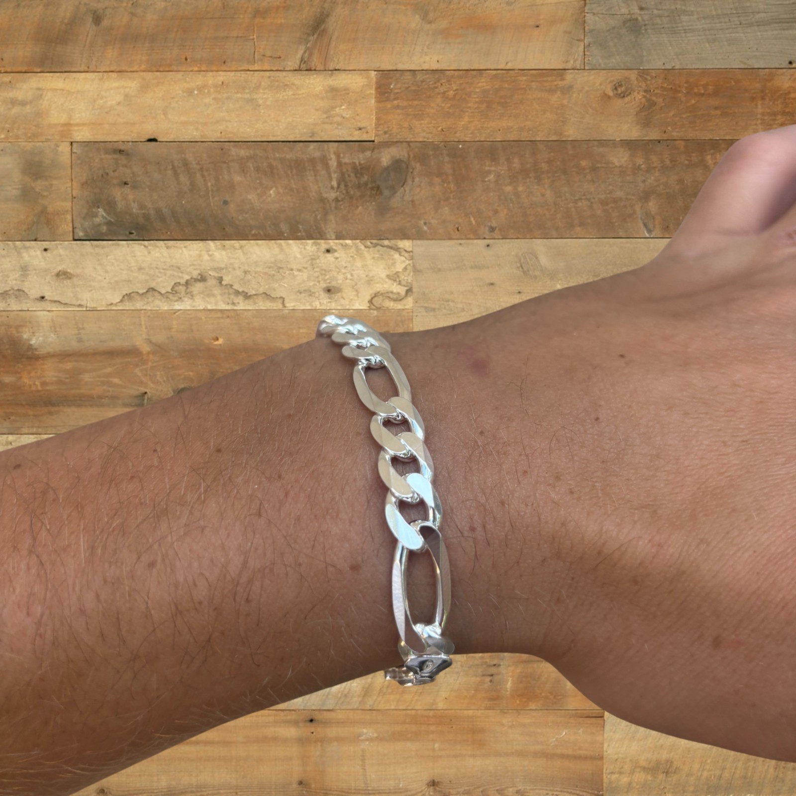 8mm Figaro Bracelet Link – Real Solid 925 Sterling Silver Or 14k Gold Vermeil