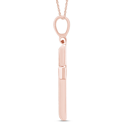 0.17 Ct Cognac Natural Diamond Cross Pendant In 10K Rose Gold -IGI-
