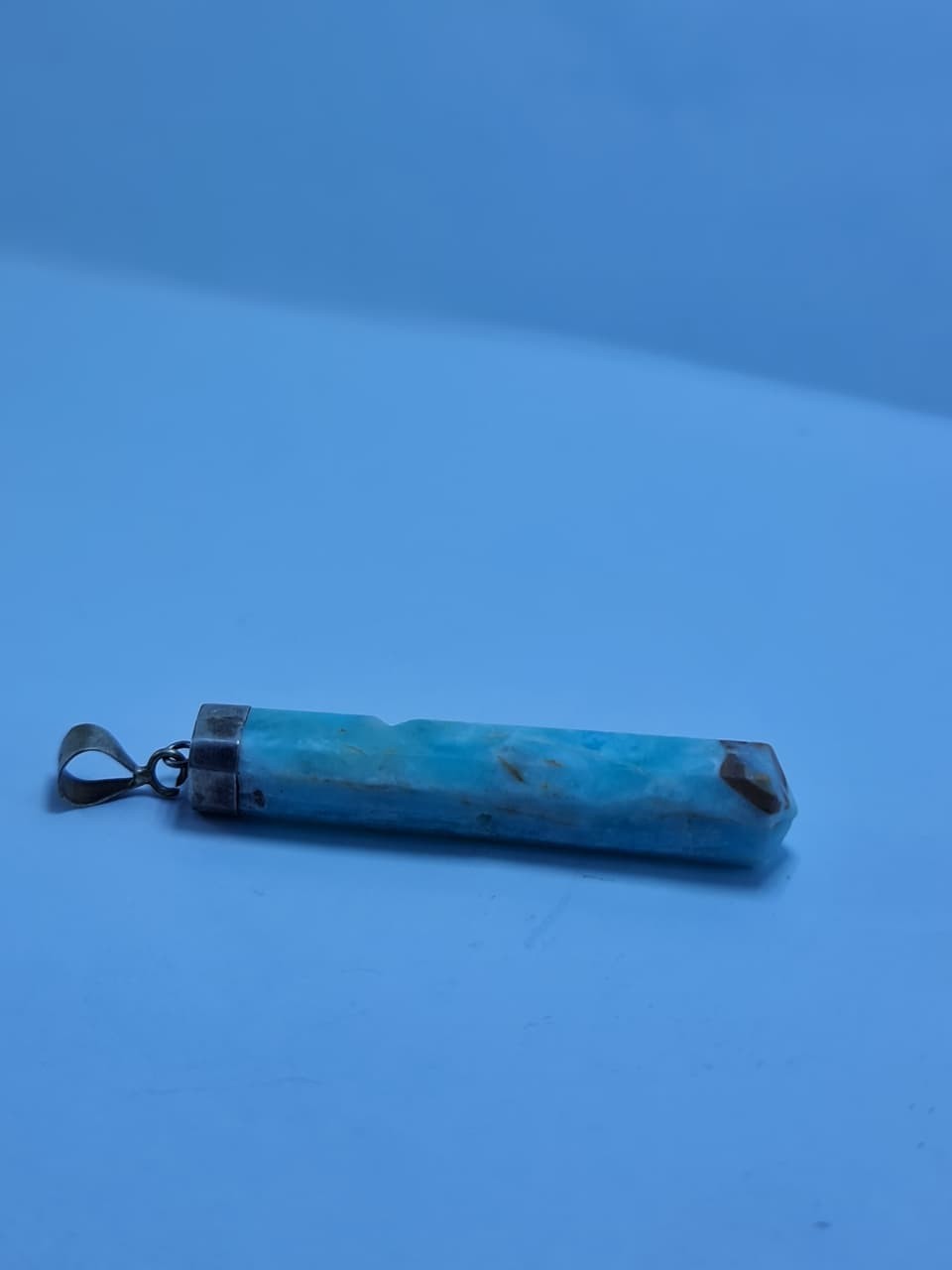 Beautiful Stone Blue Aragonite Pendant 925 Sterling Silver Gemstone Pendant