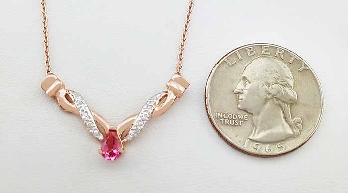 GENUINE 0.62 Cts PINK SAPPHIRE & DIAMOND PENDANT SOLID 10K ROSE GOLD – NWT