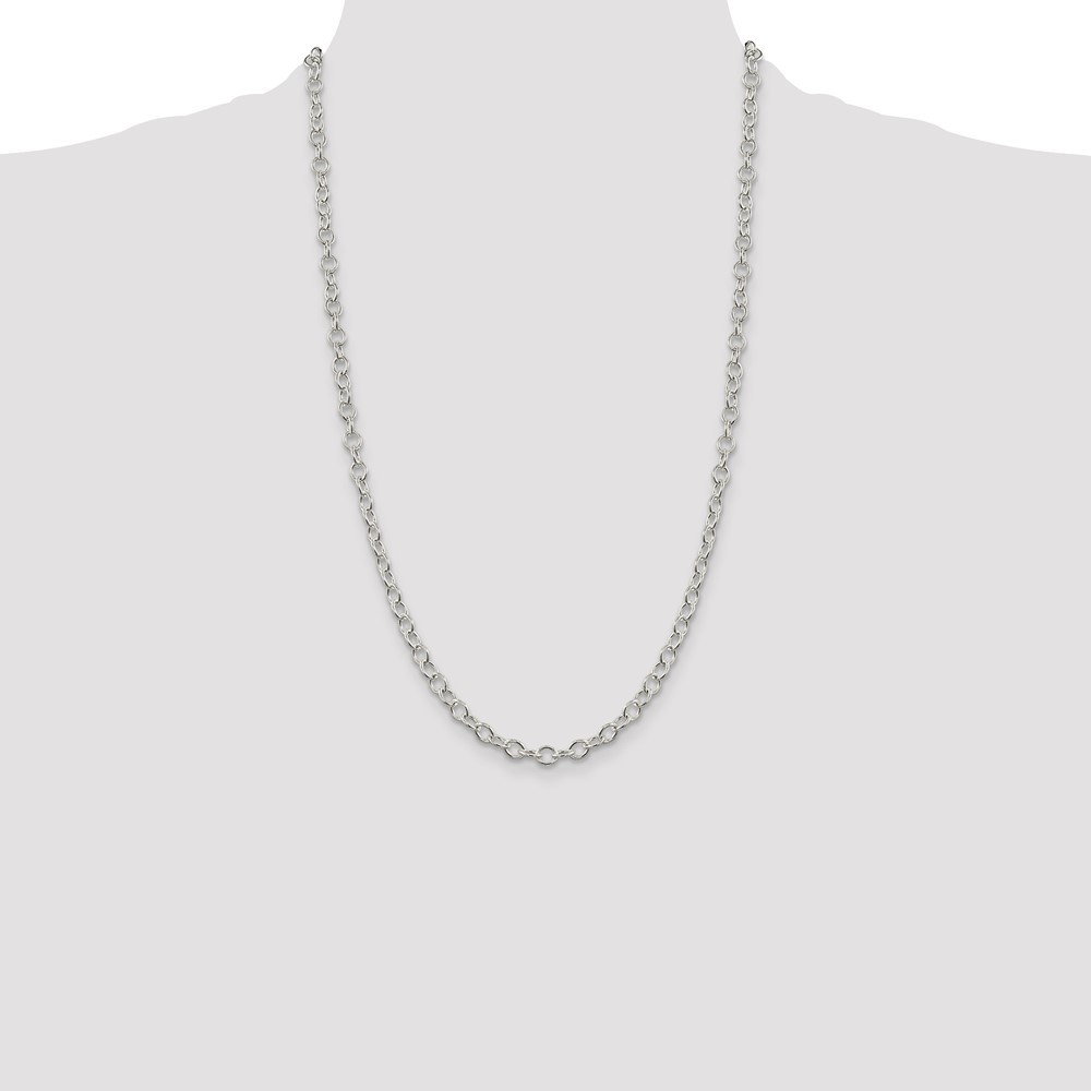 Sterling Silver 5.3mm Oval Cable Chain Necklace 26 In