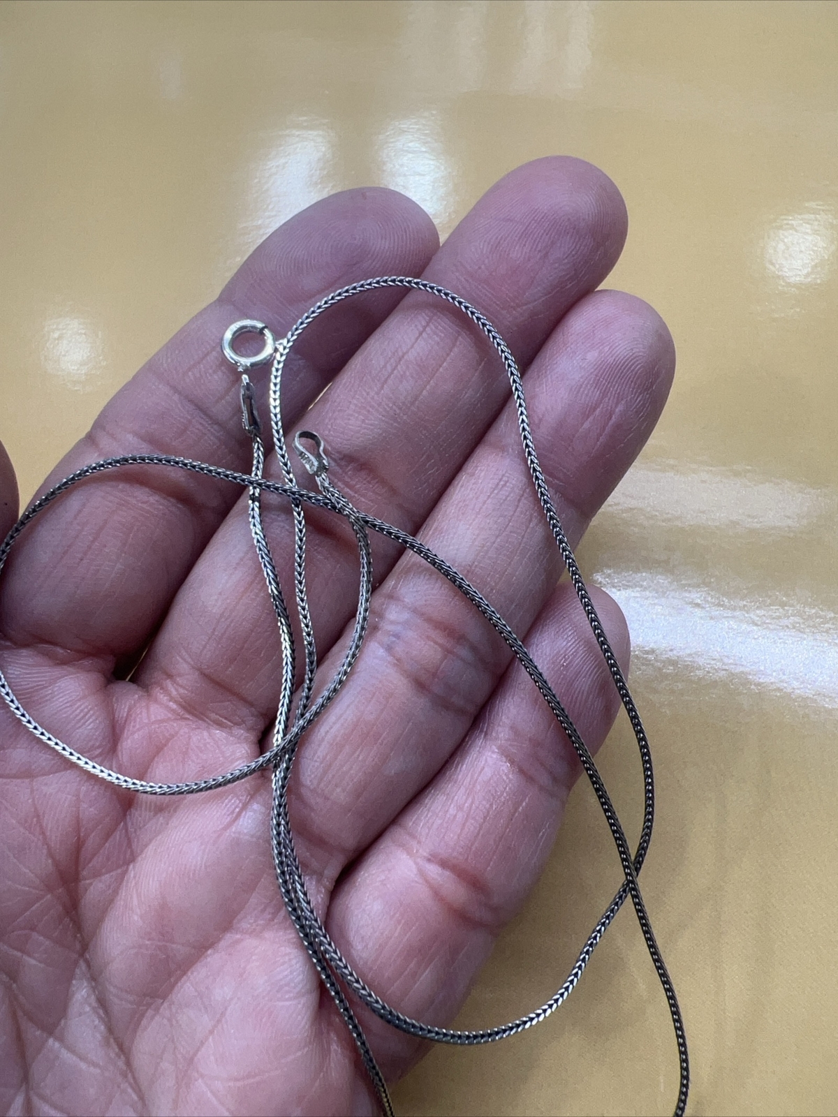 1 MM 20” Oxidized Square Foxtail 925 Sterling Silver Antique Finish Necklace