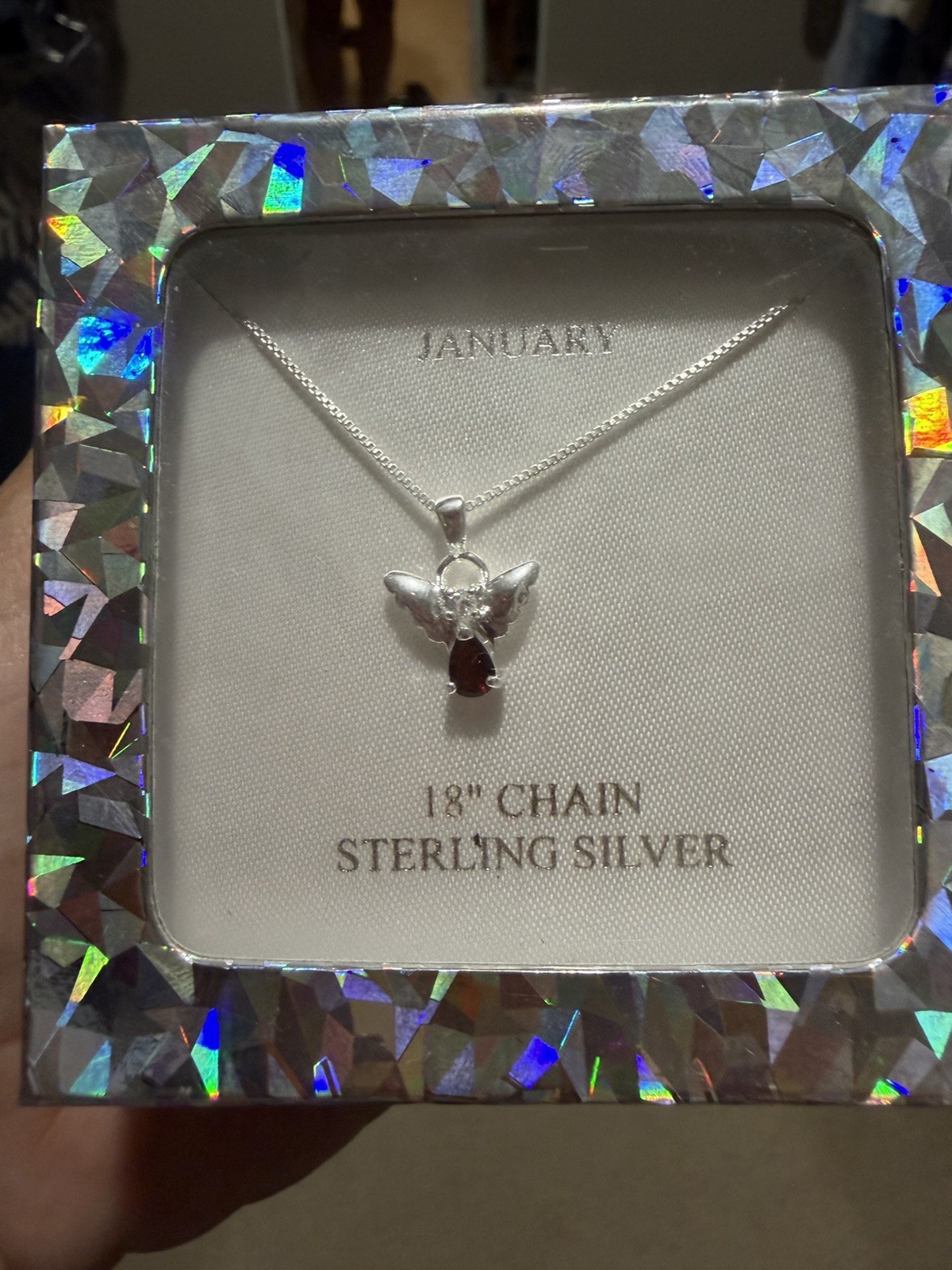 Sterling Silver Women’s May Birth Stone Cross Necklace 18″ Chain Sterling Silver