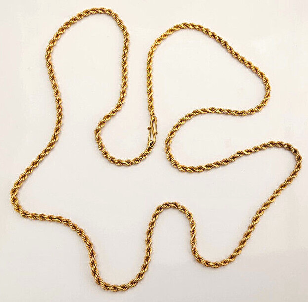 18K Yellow Gold ~TWISTED ROPE NECKLACE CHAIN~ 30″ 39grams S Hook Clasp