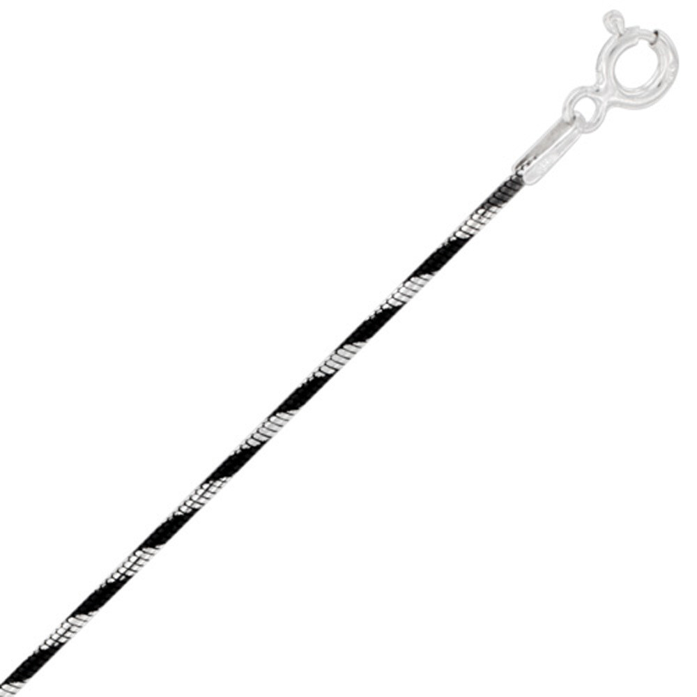 925 Sterling Silver Black Rhodium Spiral Pattern Snake Chain 0.9mm 16″ to 20″