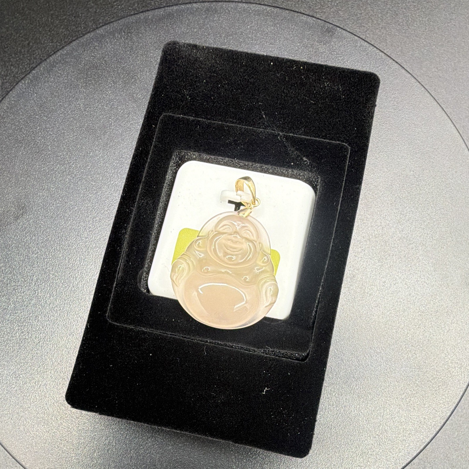 Buddah 10k Gold W/Pink Jade Pendant