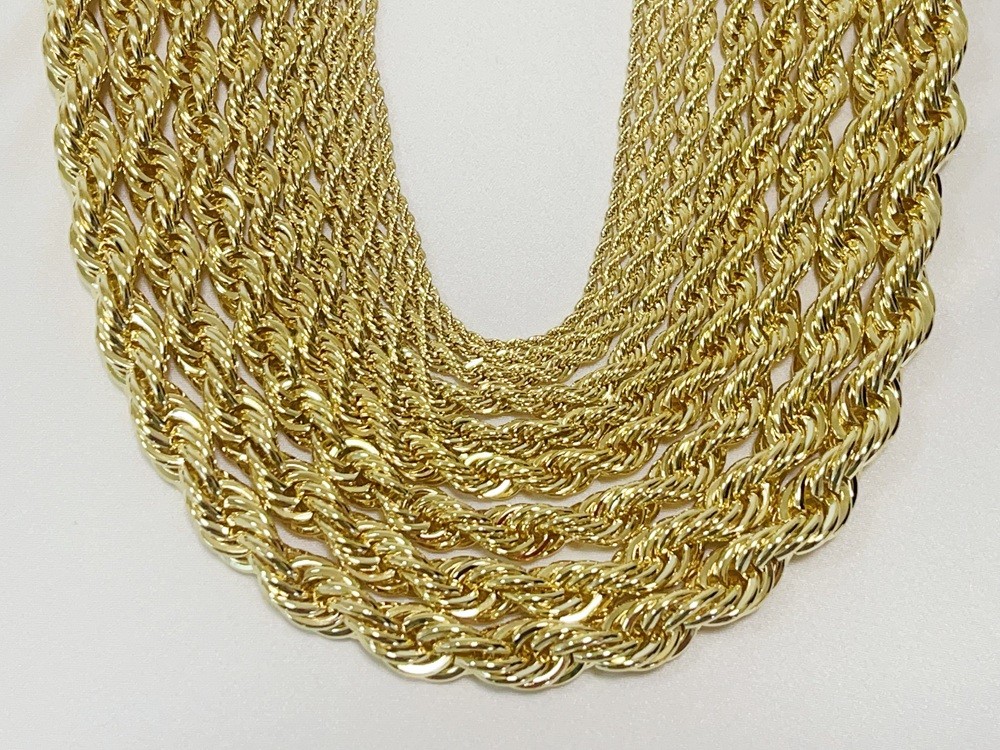 10K Yellow Gold 1.5mm-10mm Diamond Cut Rope Chain Necklace Mens Women 18″- 28″