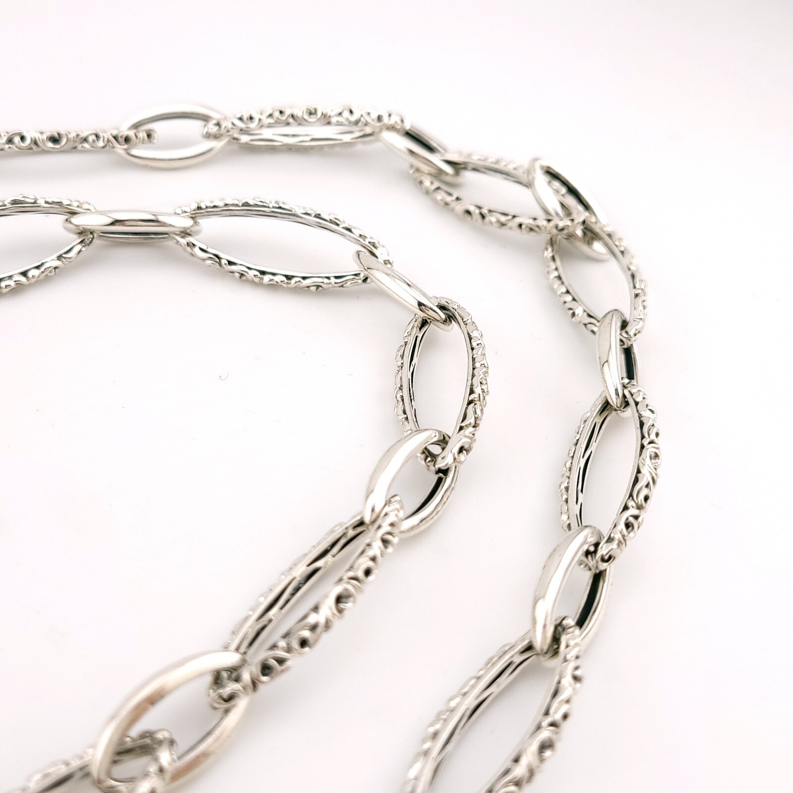 New Charles Krypell Sterling Silver Twist Oval Chain Link 36 in Toggle Necklace