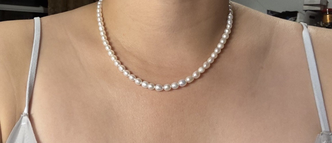 16-17 inches 4-5.5mm freshwater white pearl necklace 925 sterling silver new