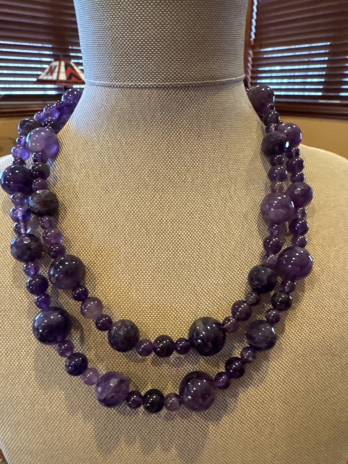 Mine Finds by Jay King DTR Sterling Silver 925 Amethyst Bead Necklace 34″-37″