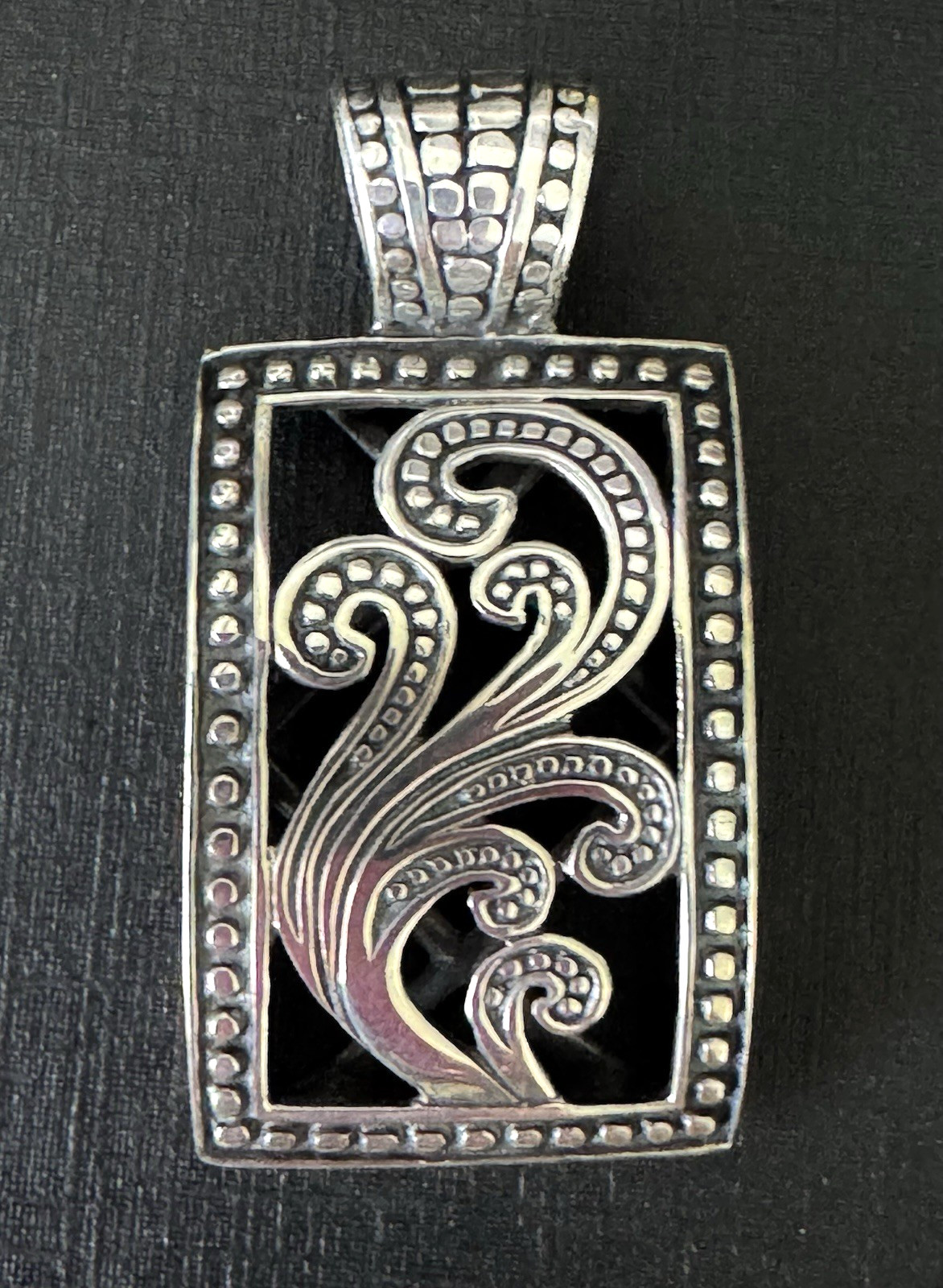 SILPADA 925 Sterling Stamped, S1744, Oxidized Details Paisley Filigree Pendant.