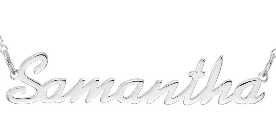 Samantha Name Plate Necklace Pendent Sterling Silver female Personalized Custom