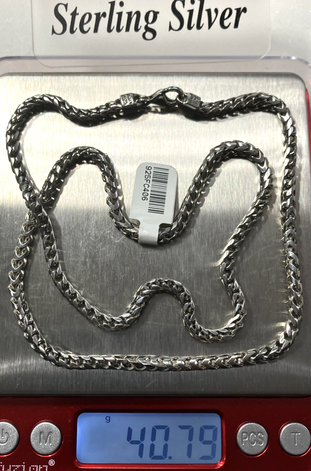 925 Sterling Silver Italy Solid Franco Chain Heavy 40.7grams 4mm 24” New w/ Tag