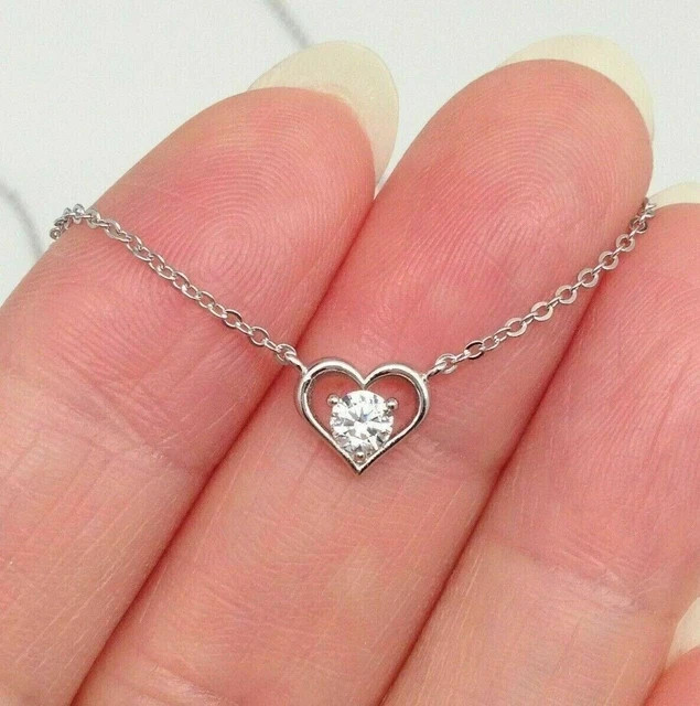 925 Sterling Silver 1 Ct Lab Grown Diamond Women’s Anniversary Pendant Necklace