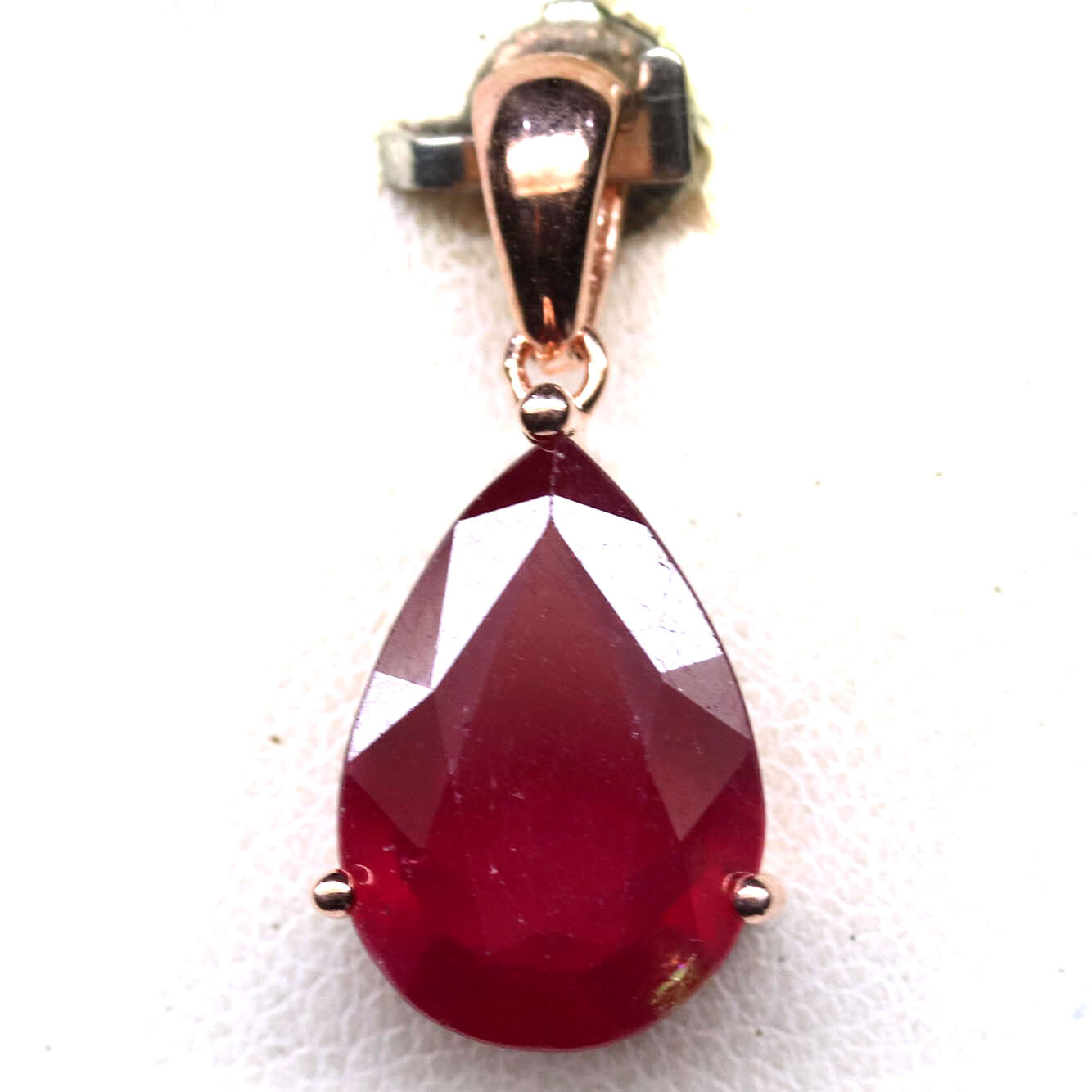 Heated Red Ruby Pendant 925 Sterling Silver Rose Gold Plated Necklace
