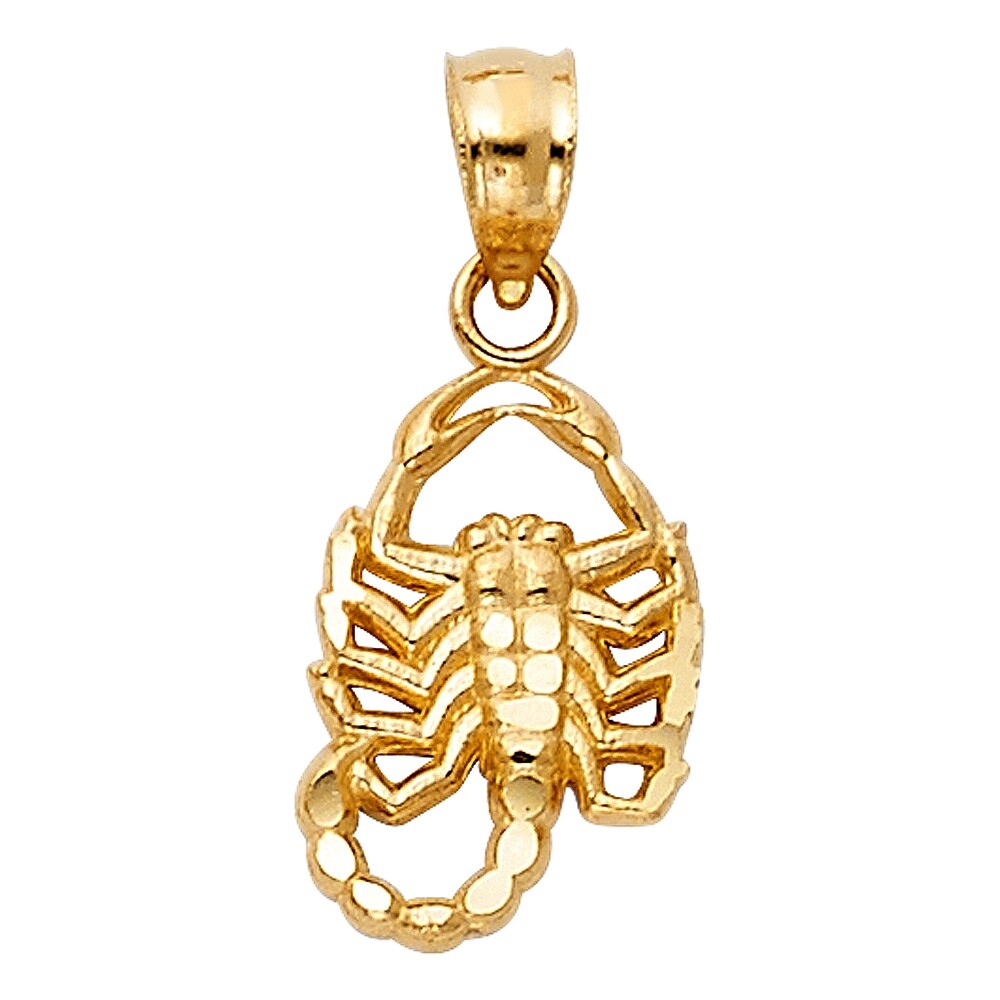 14k Solid Gold Scorpion 20mm x 9mm Pendant -14k Gold Zodiac Sign Scorpio-PT1587