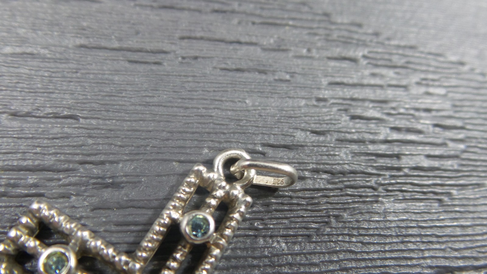 Vintage Sterling Silver Larger Green Blue Stone Religious Cross Rope Pendant