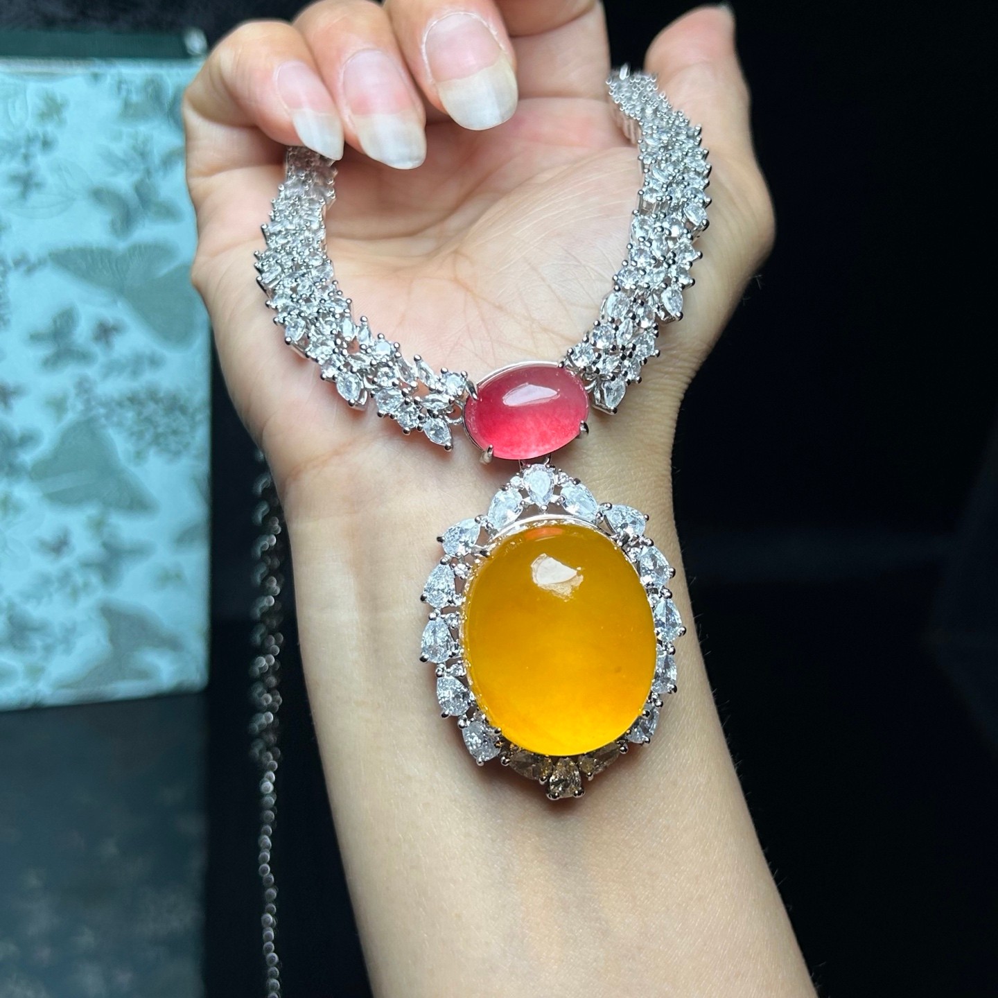 Real Natural Perfect High Ice Yellow Myanmar Jade Jadeite Pendant&Necklaces