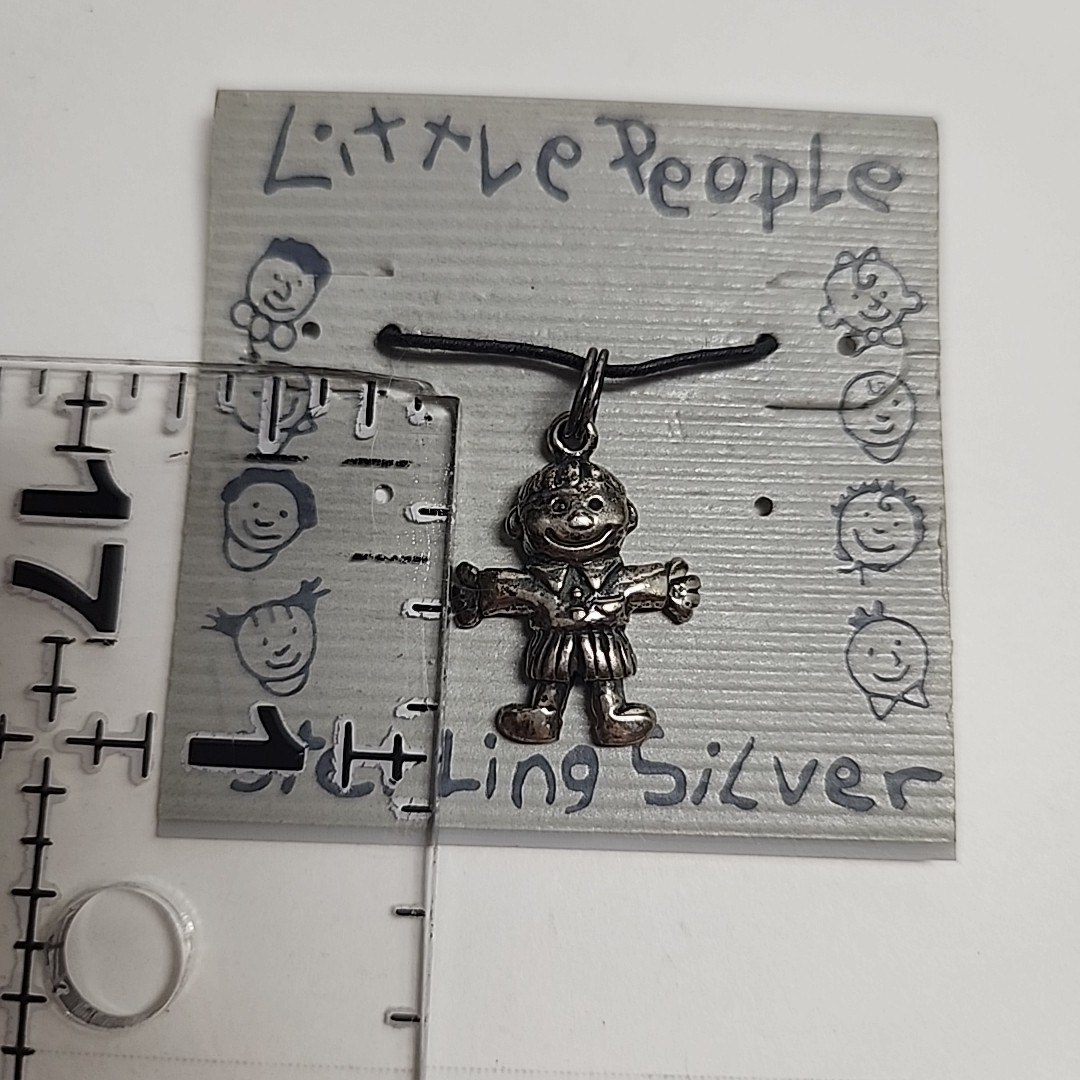 Sterling Silver 925 Pendant Charm Little People Boy NOS Vintage New on Card