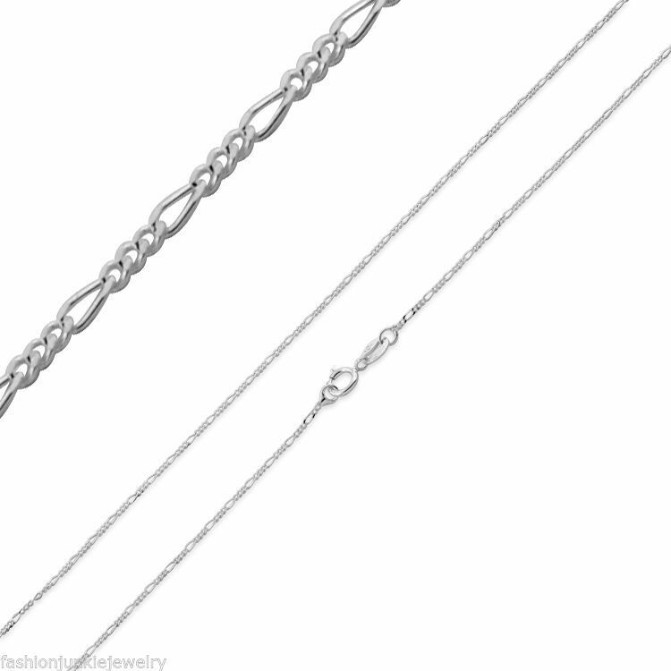 1mm Figaro Chain Necklace – 925 Sterling Silver – Italy Italian 16″ 18″ 20″ 24″