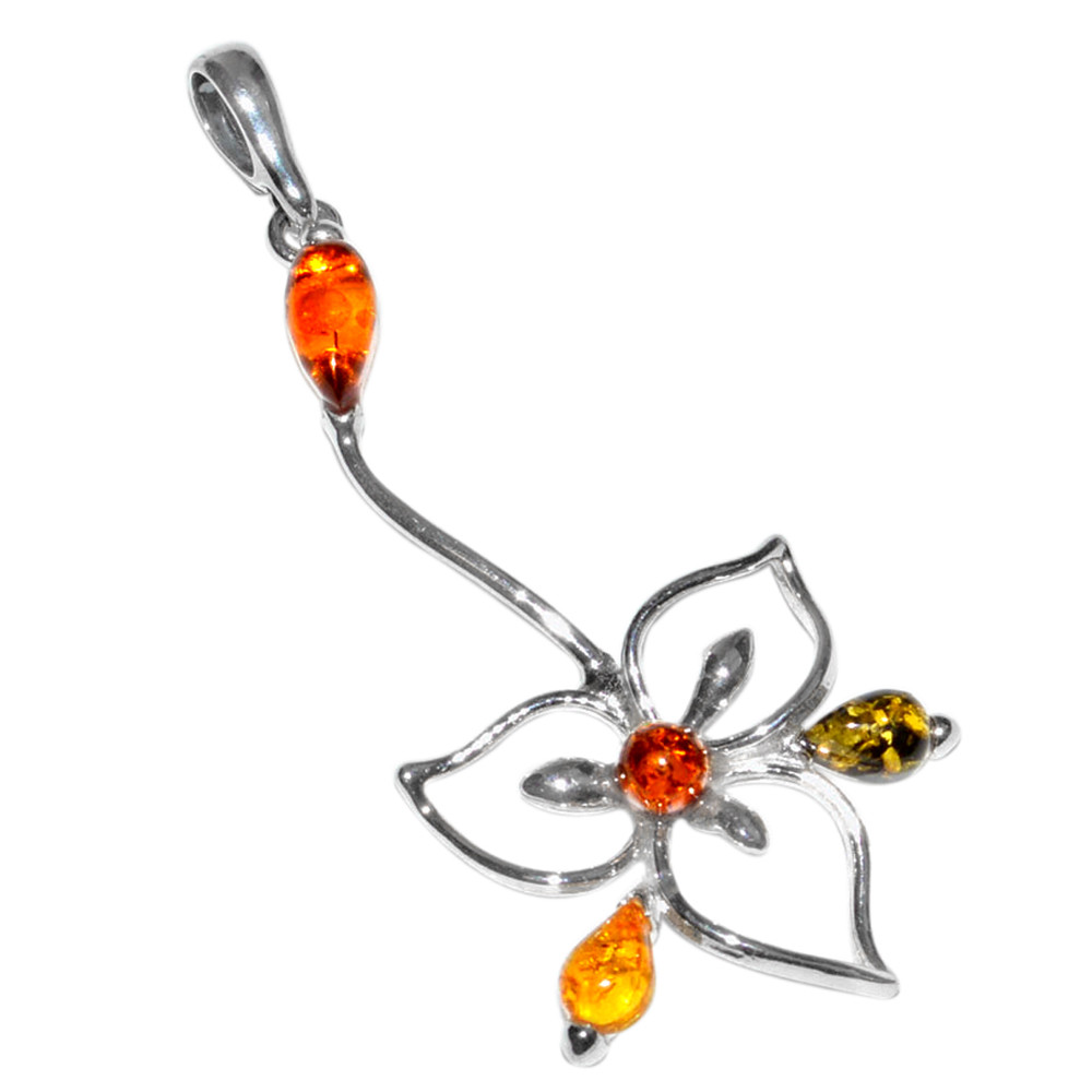 3.1g Authentic Baltic Amber 925 Sterling Silver Pendant Jewelry N-A483
