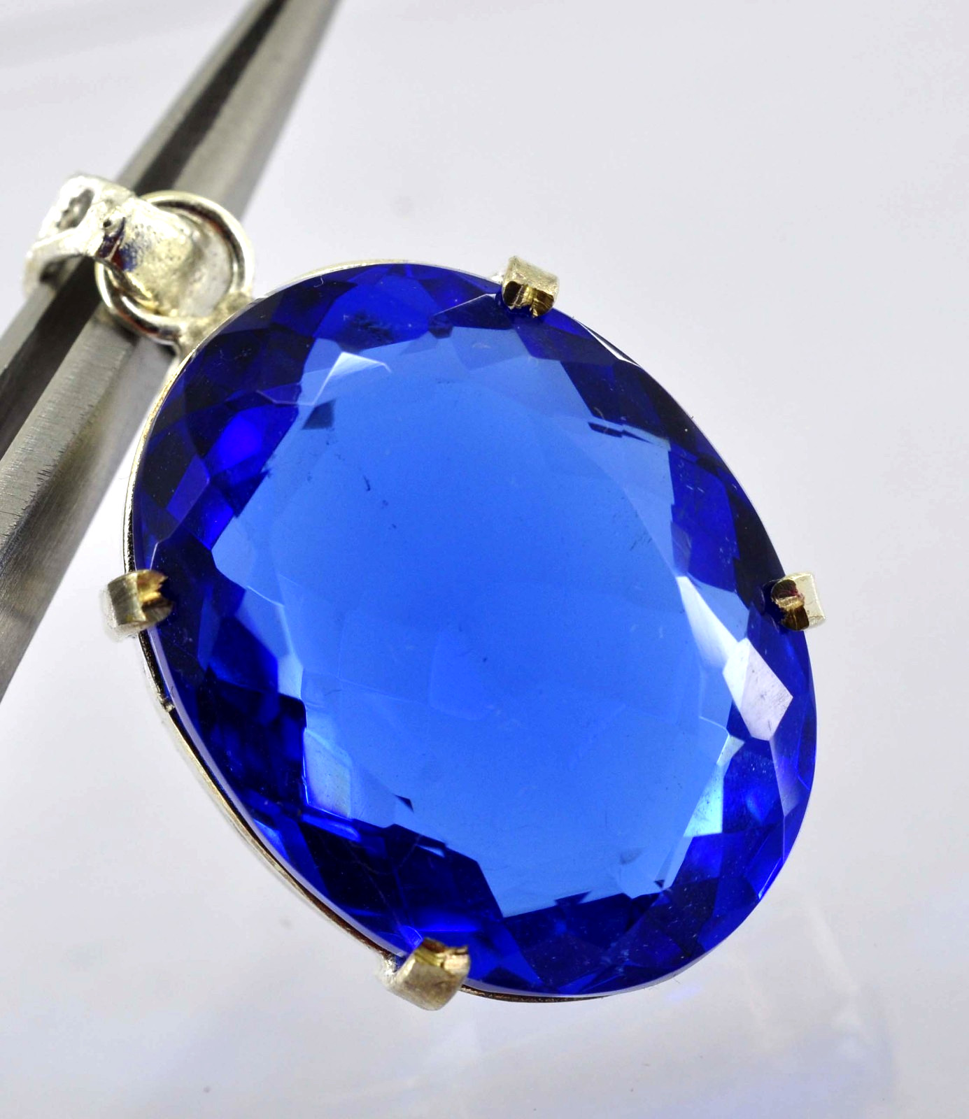Natural Ravishing Blue Topaz 925 Sterling Solid Silver Oval 73.65 Ct Pendant Gem