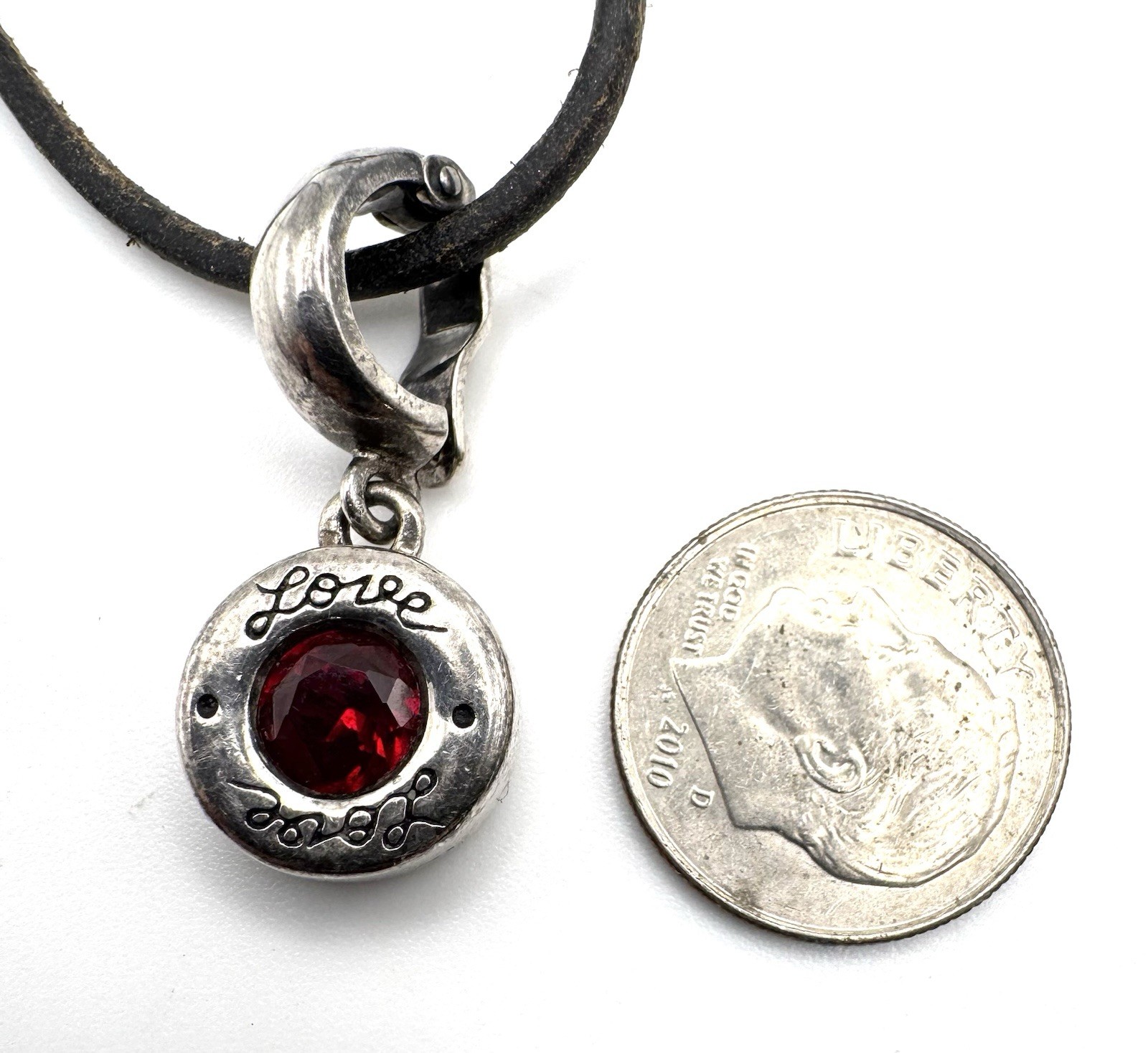 Carolee 925 Sterling Silver Red Garnet Pendant Necklace
