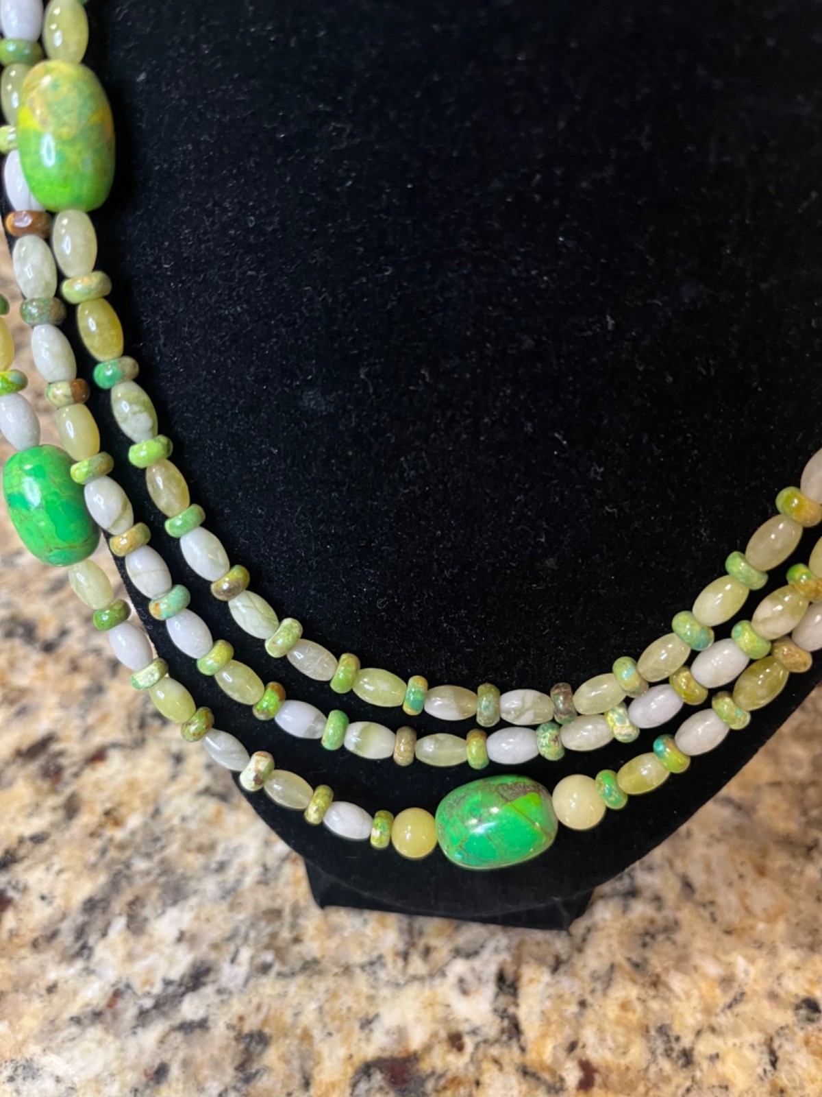 Jay King Mojave Turquoise and Serpentine Stones Necklace, vintage jewelry,