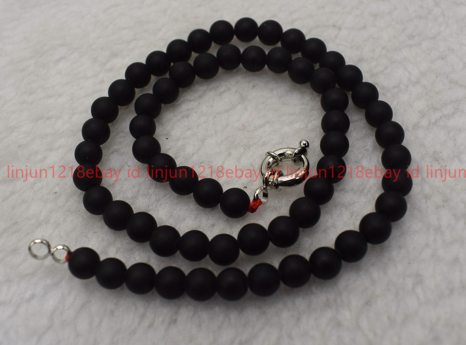 Natural Beautiful 6mm Black Matte Agate Round Gemstone Beaded Necklace 16-32in