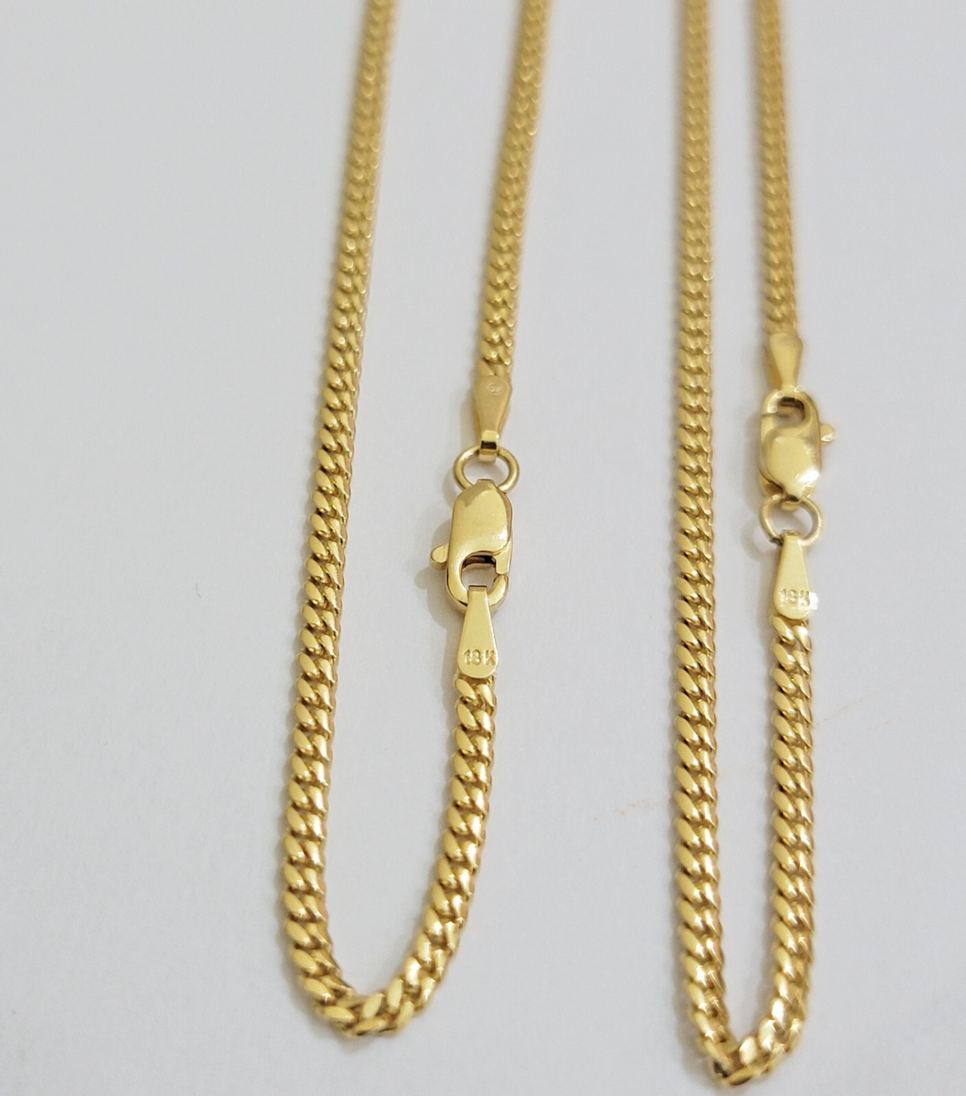 Solid 18k Yellow Gold Necklace Chain Miami Cuban Link 2mm 18″-24 Inch Real 18kt
