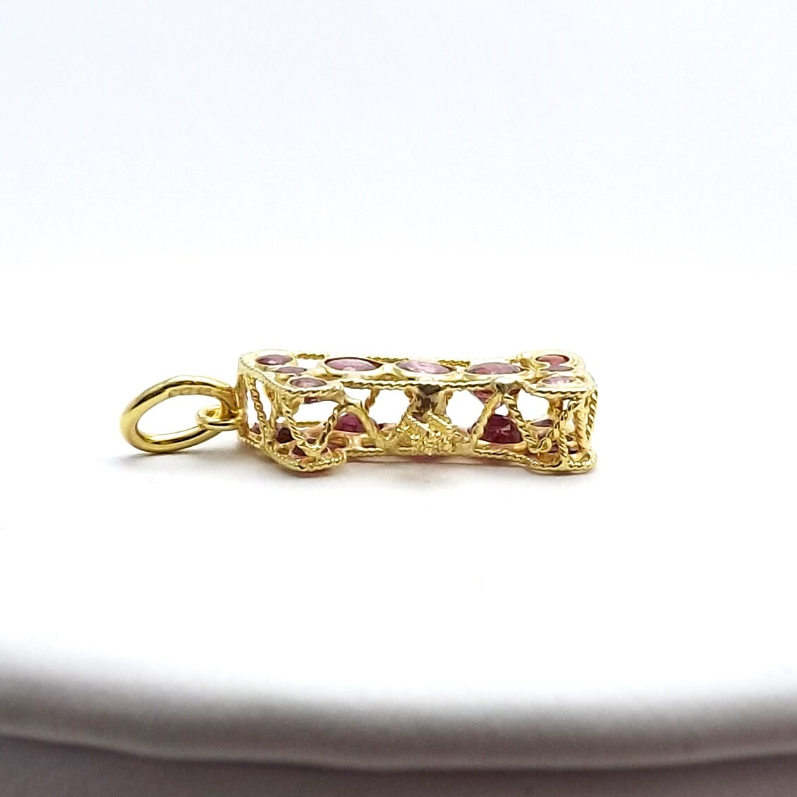 Solid 18k Gold Natural Ruby Number 1 Charm Pendant First Birthday Anniversary