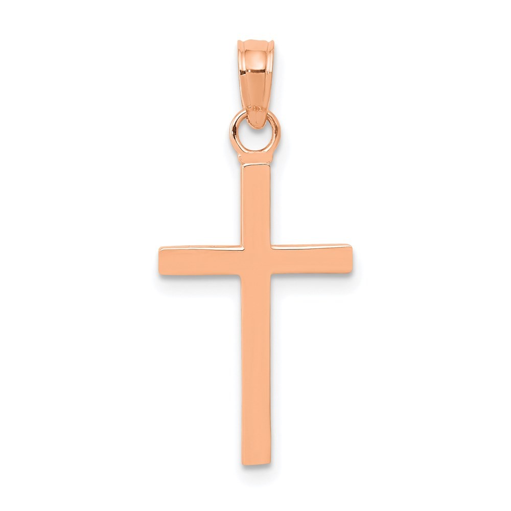 14k Rose Gold Polished Cross Pendant 0.8gm L-0.94 Inch, W-0.44 Inch