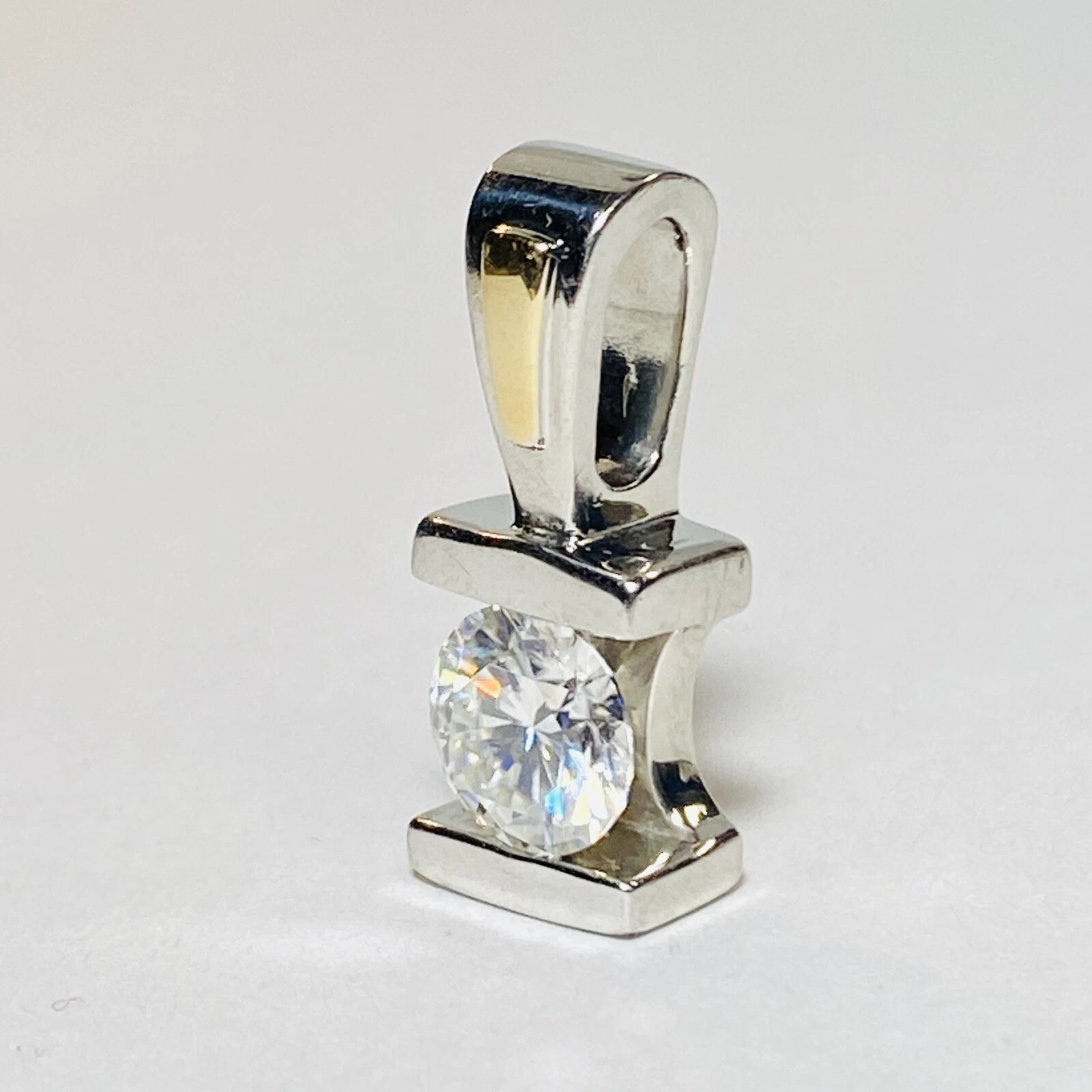 2CT Solitaire GRA Certified Moissanite Pendant 14k White Gold Plated Free Chain