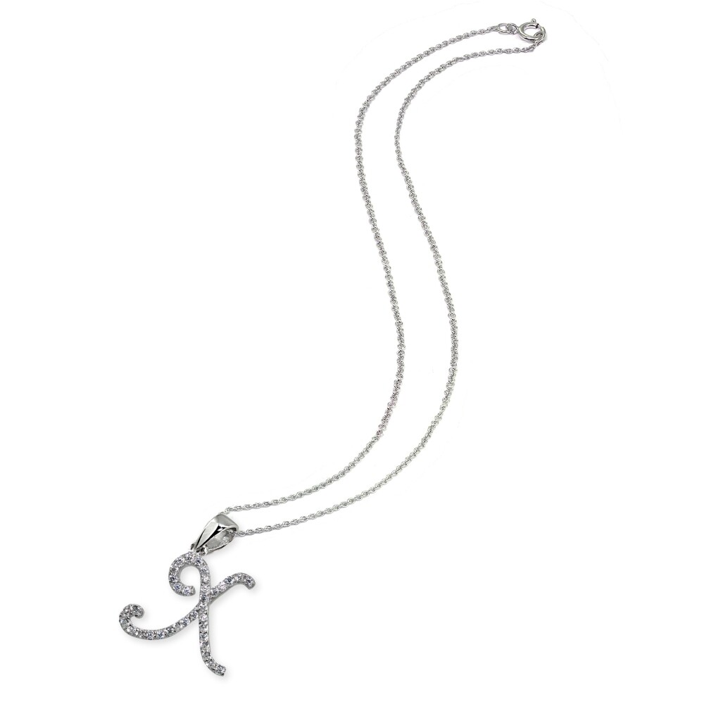 Sterling Silver CZ X Letter Initial Alphabet Name Personalized Pendant Necklace