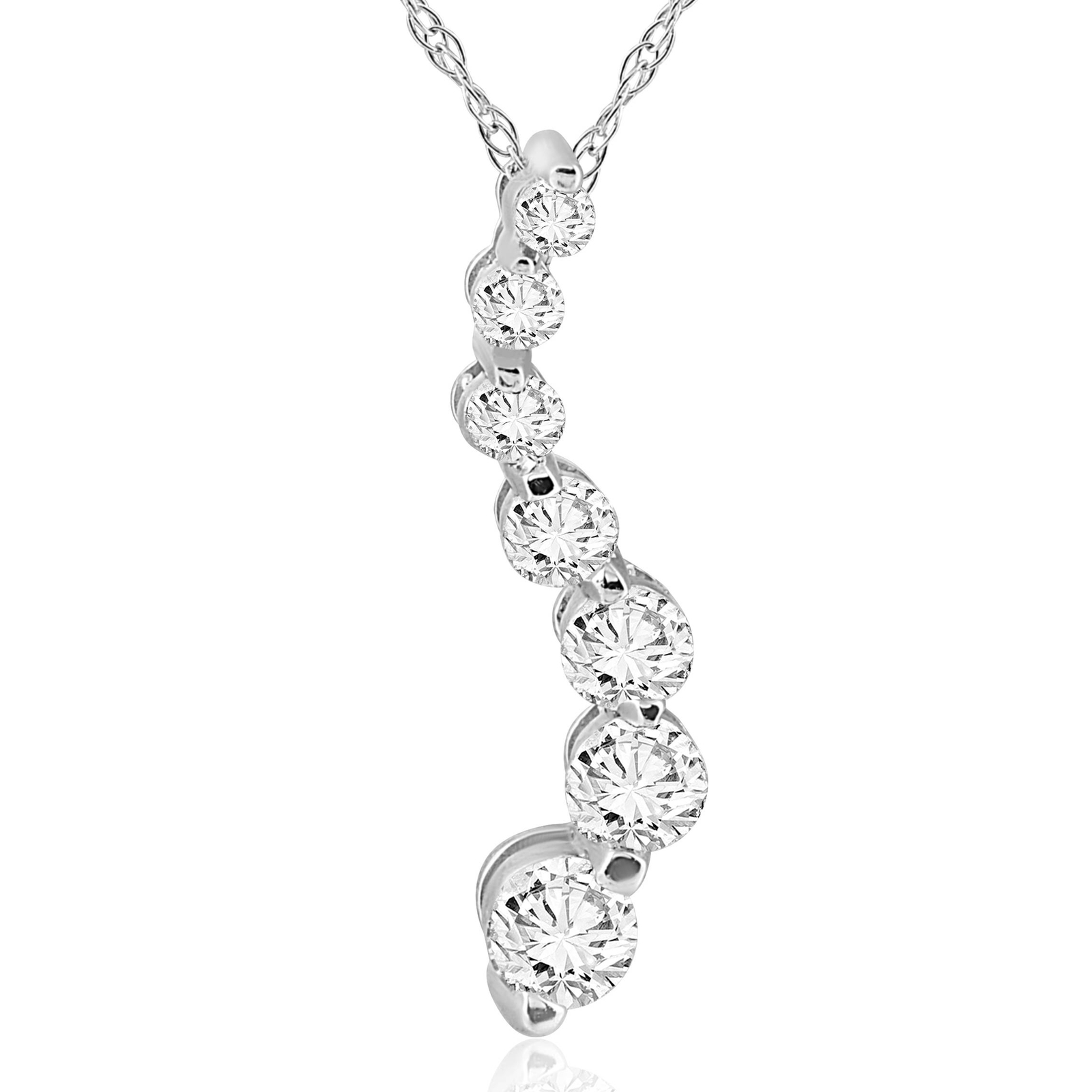 VS 1/2 Ct Lab Grown Diamond Journey Pendant in White or Yellow Gold (3/4 inch