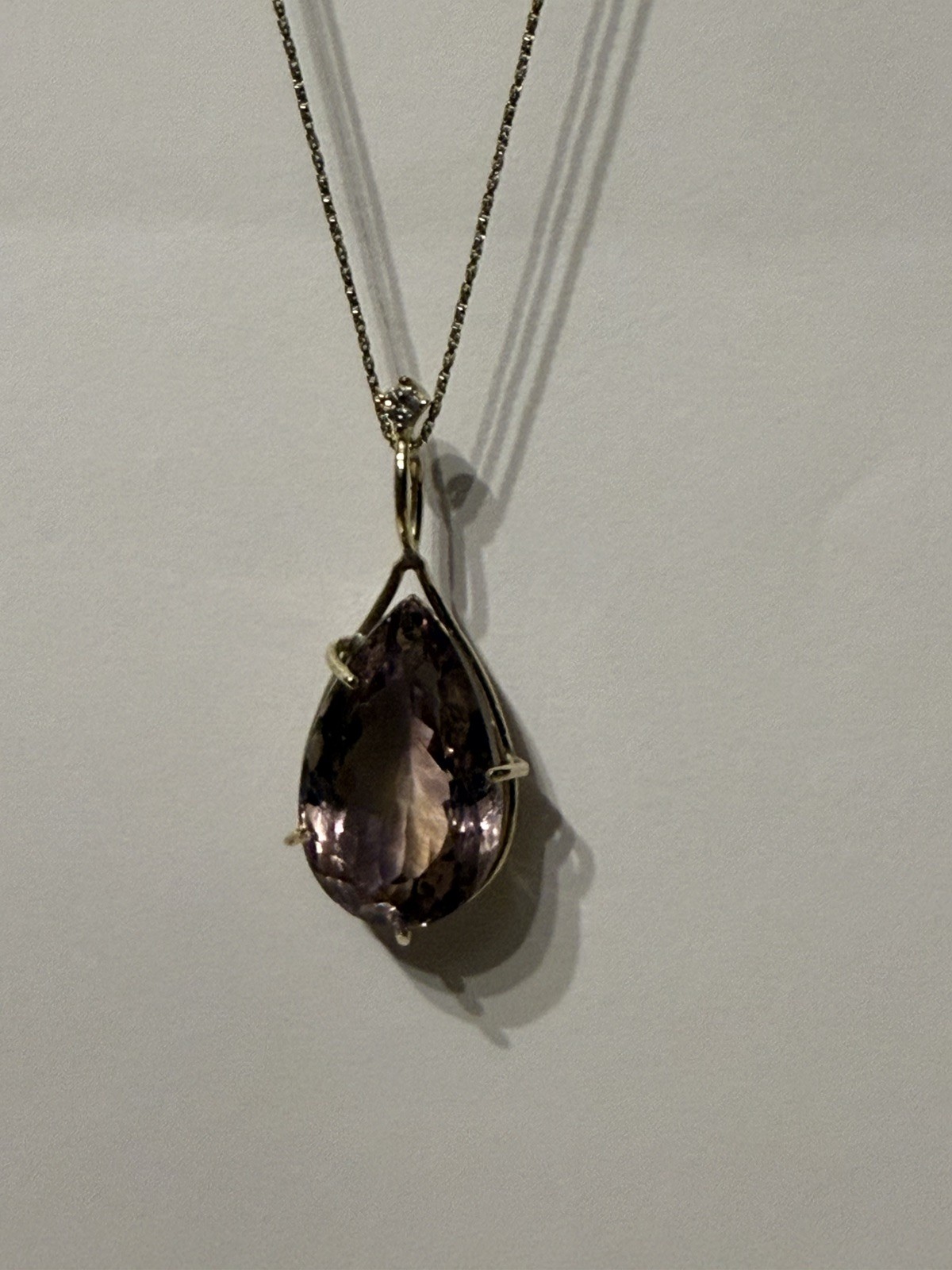 14k Yellow Gold 21.42 Carats bicolor Ametrine and diamond Pendant