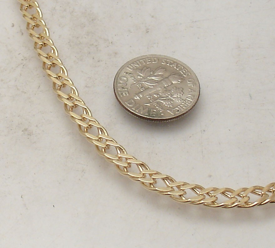 18″ Technibond Unique Double Curb Chain Necklace 14K Yellow Gold Plated Silver