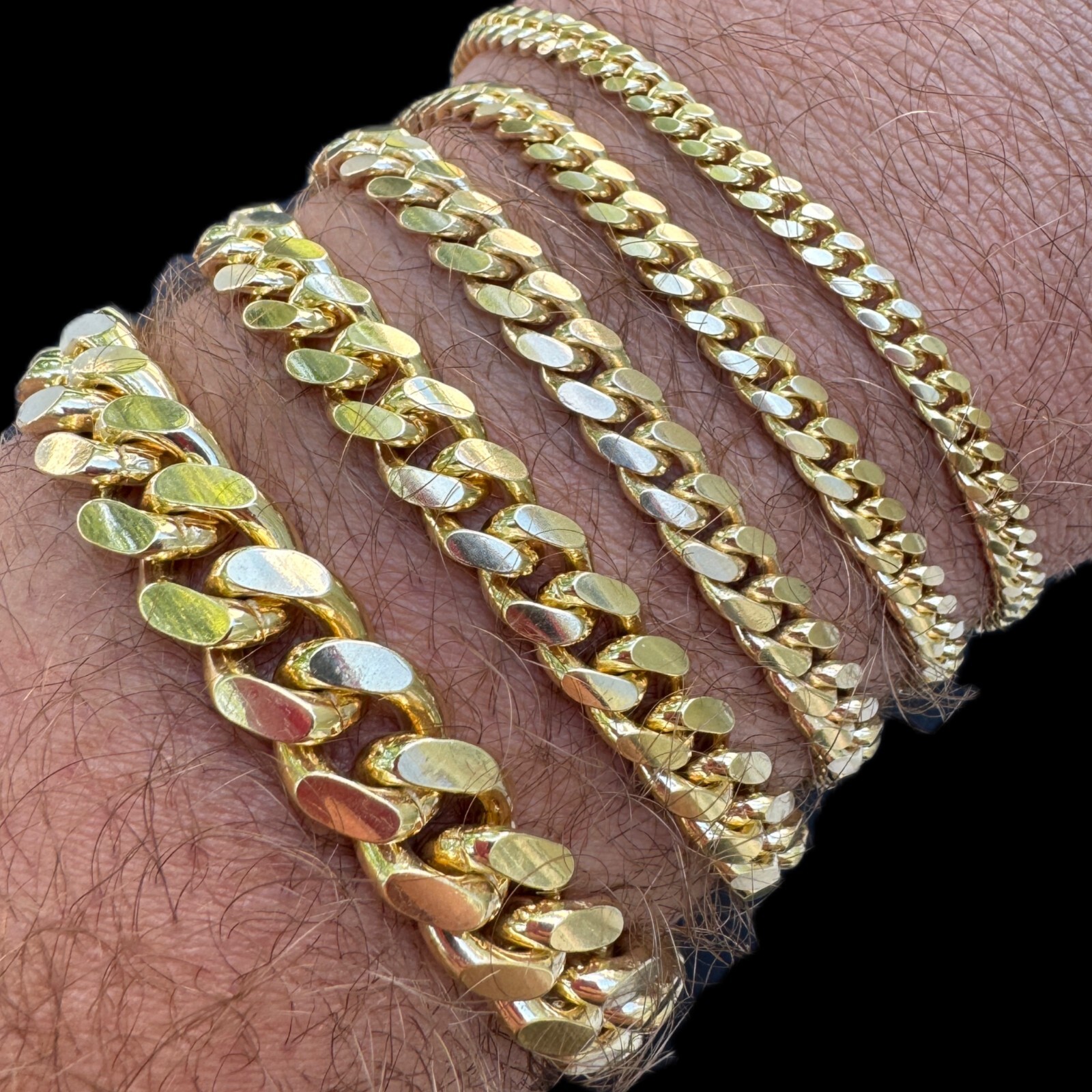 Mens Real Solid 14k Gold Vermeil 925 Silver Miami Cuban Bracelet 4-10mm 6.5-9″