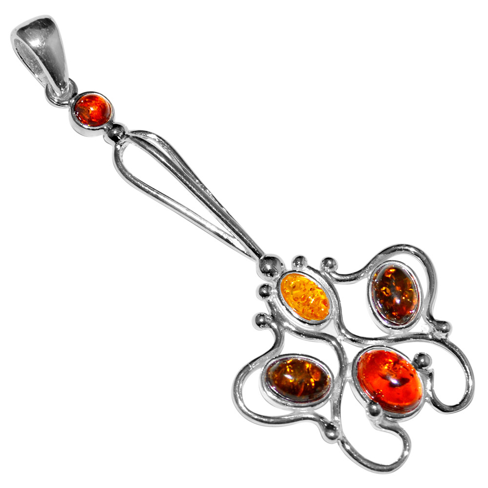 5.47g Authentic Baltic Amber 925 Sterling Silver Pendant Jewelry N-A1750