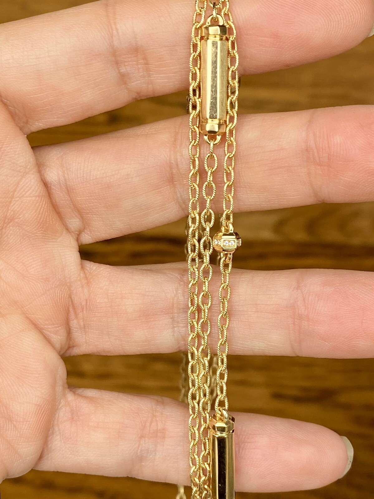 David Yurman 18k Gold Diamond Barrels Lexington Necklace 36” 31g Brand New NWT