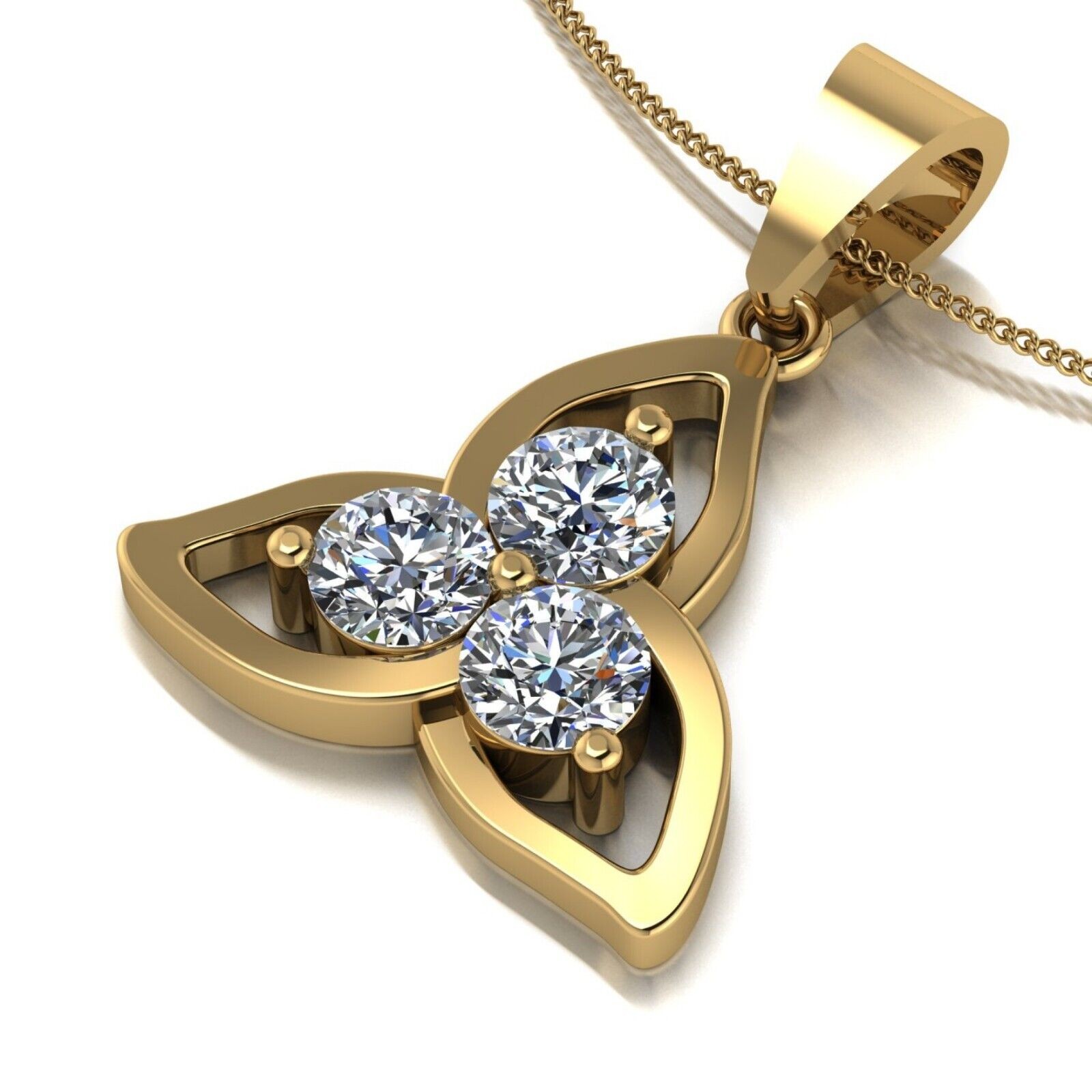 18k Yellow Gold Pendant GLI HRD Round Cut 0.75 Carat Lab Grown Diamond Necklaces