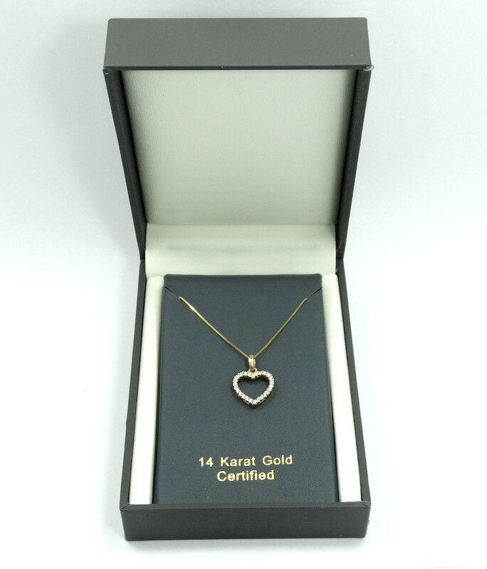 IGL Certified 1/4 Carat DIAMOND 14k Yellow Gold HEART Charm Pendant Necklace