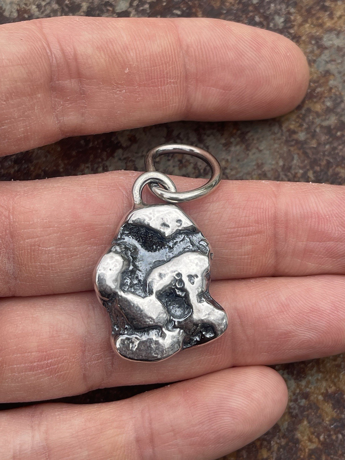 Men’s .925 SOLID Sterling Silver “Silver Nugget” Pendant. Weighs 29.6 Grams.