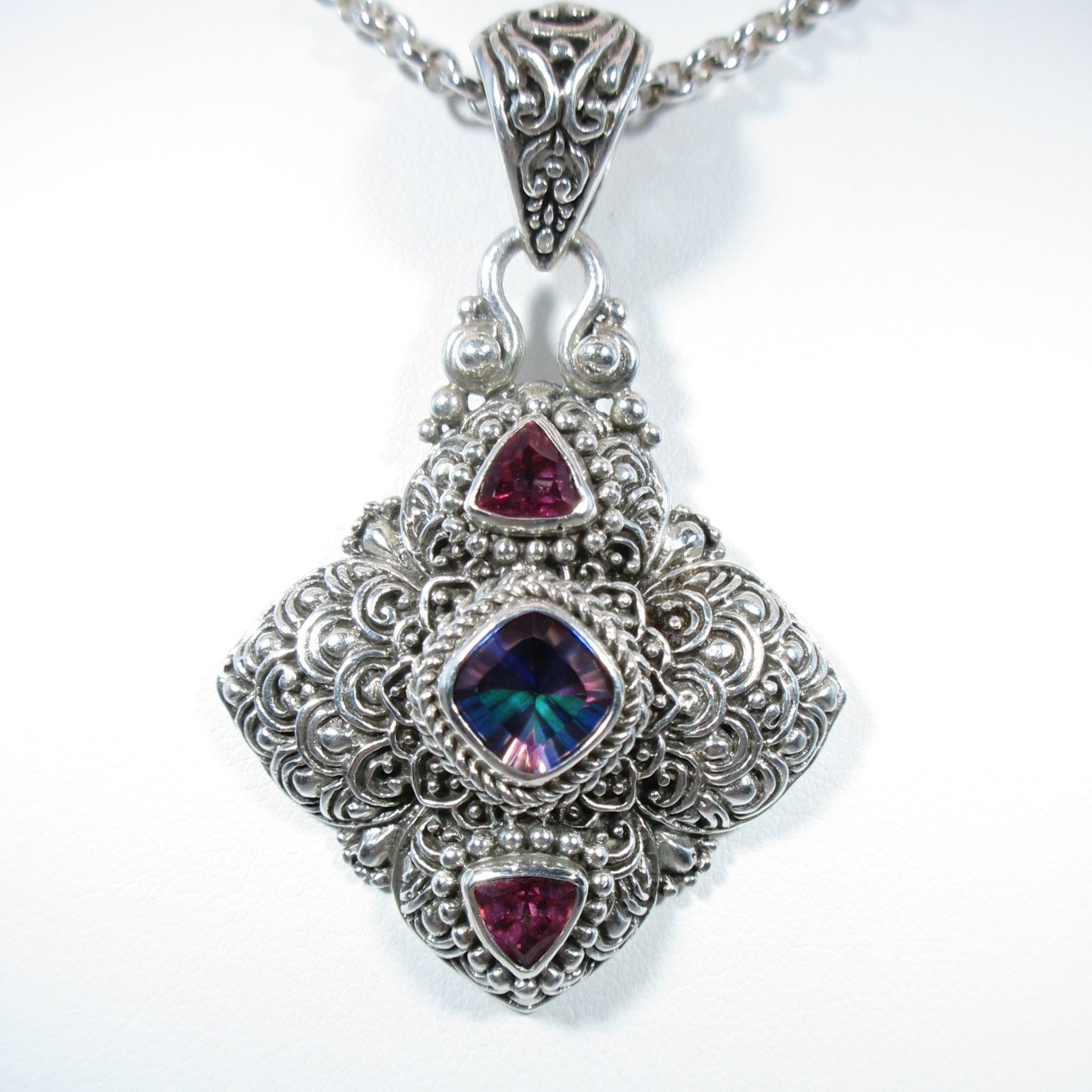 Sarda Sterling Silver in Purple Mystic Quartz & Pink Mystic Topaz Pendant