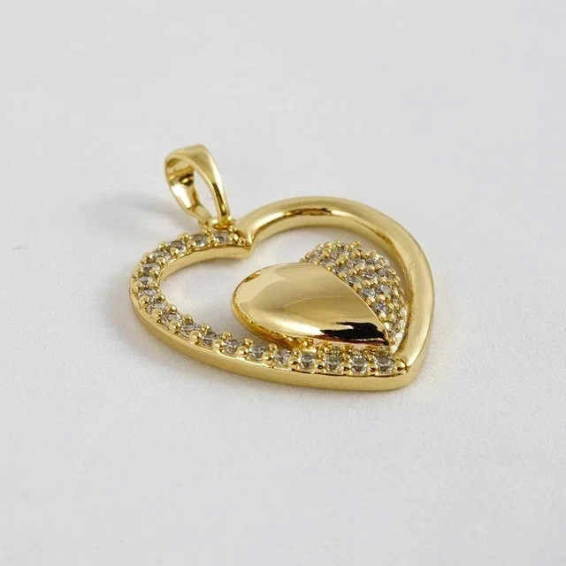 Lab Grown Diamond 1.00Ct Round Cut Heart Shape Pendant 14k Yellow Gold Plated