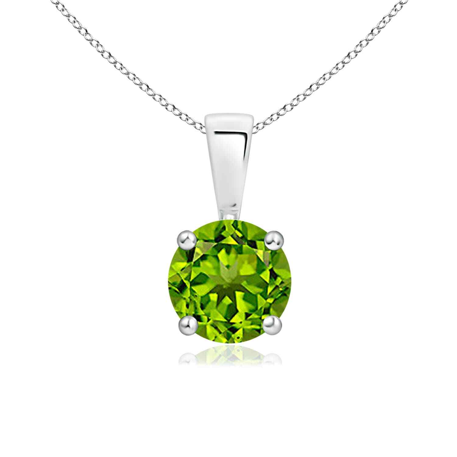 ANGARA Natural 0.95Ct Round Peridot Solitaire Pendant Necklace in 14K Solid Gold