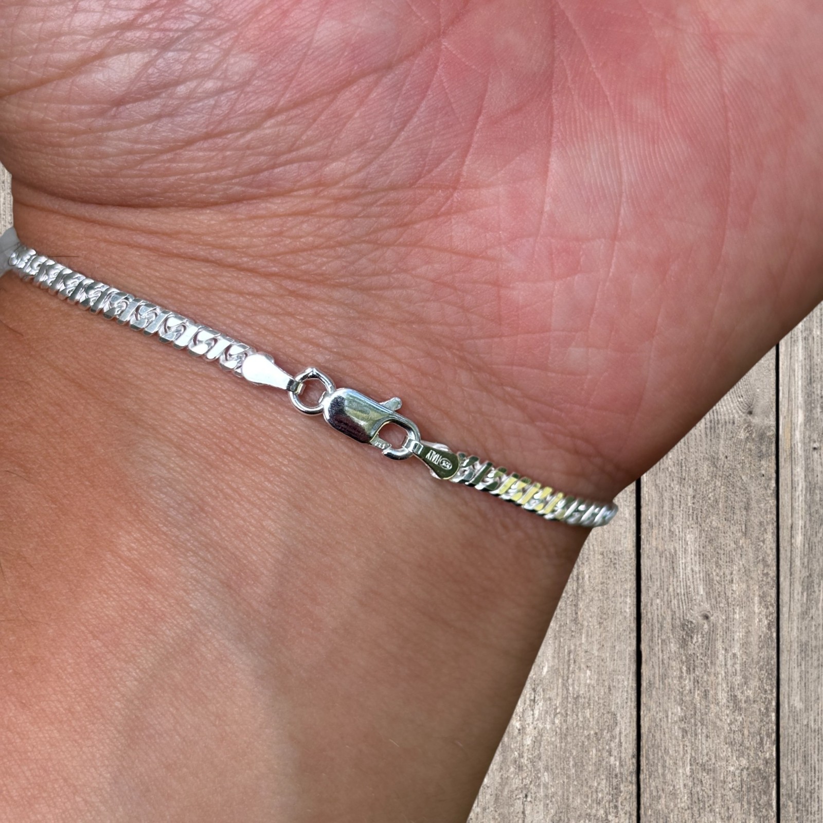 2.5mm Dollar Link Bracelet – Real Solid 925 Sterling Silver MADE IN ITALY