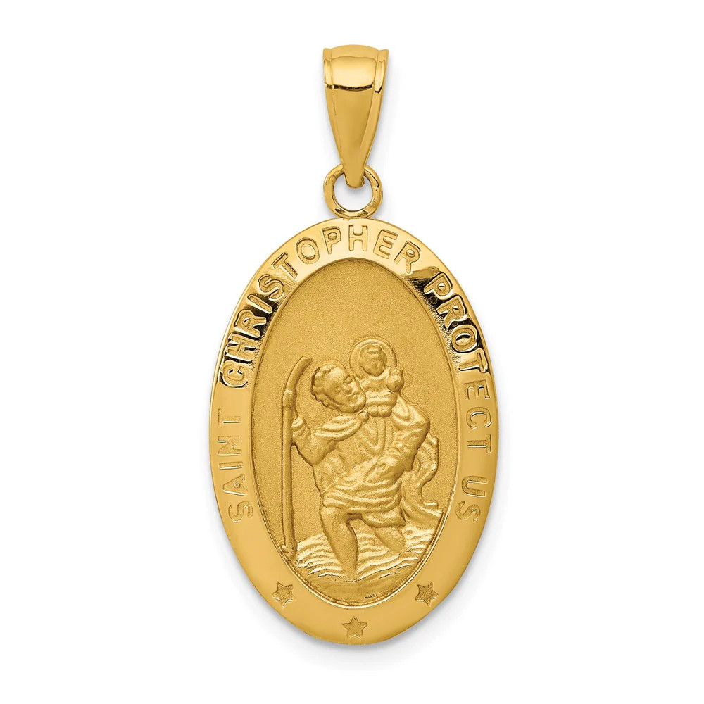 10K / 14K Yellow Gold Saint Christopher Medal Pendant