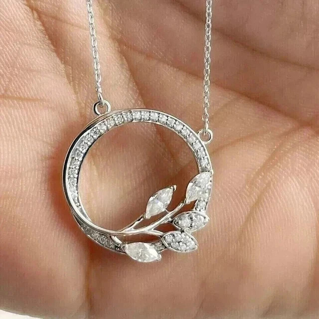 2Ct Marquise Cut Lab Created Diamond Women Beauty Pendant 14K White Gold Plated